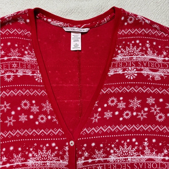 Victoria’s Secret Red Fair Isle Christmas Onesie Pajamas Loungewear L - Picture 4 of 8